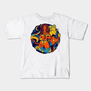 Orange Blue Aries Beauty Kids T-Shirt